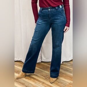 Regular Inseam Judy Blue High Waist Trouser Wide Leg Jeans JB82678 dk